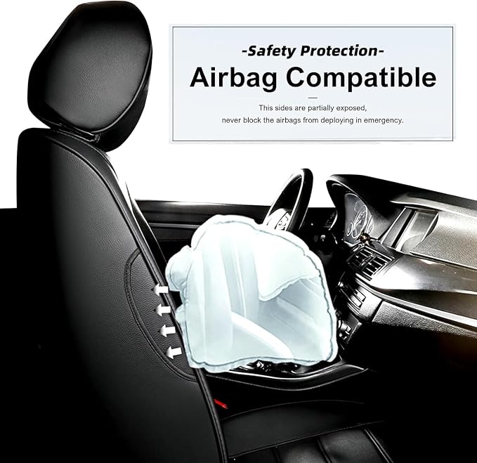 AOMSAZTO Seat Covers for Honda HRV 2019-2022 Sport/EX/EXL/Touring | Custom Fit for HR-V 2019 2020 2021 2022(Not for LX),Waterproof Anti-Slip -Full set Faux Leather Black