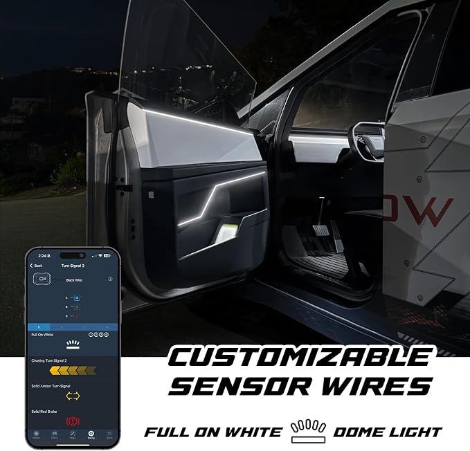 XKmax RGB Fiber Optic LED Interior Ambient Light Kit for Car & Truck | Color Chasing | App-Controlled (4pc 43" Strips)