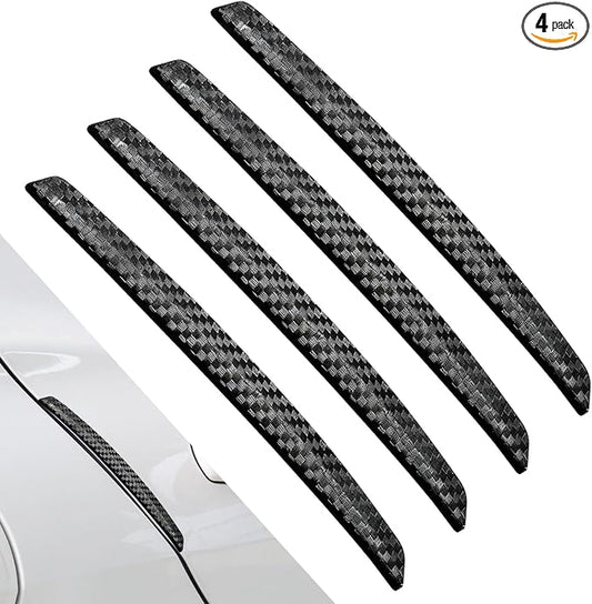 4PCS Car Door Anti-Collision Strip, Car Door Edge Guards, Anti-Scratch Auto Bumper Protector Trim, Auto Exterior Accessories Carbon Fiber Front and Rear Bumper Guard Sticker for Most Vehicles
