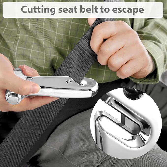 Car Window Breaker Tool, 3-in-1 Emergency Escape Tool with Window Breaker and Seat Belt Cutter, Safety Emergency Car Escape Tool for Car, Matte Black and Electroplating Silver