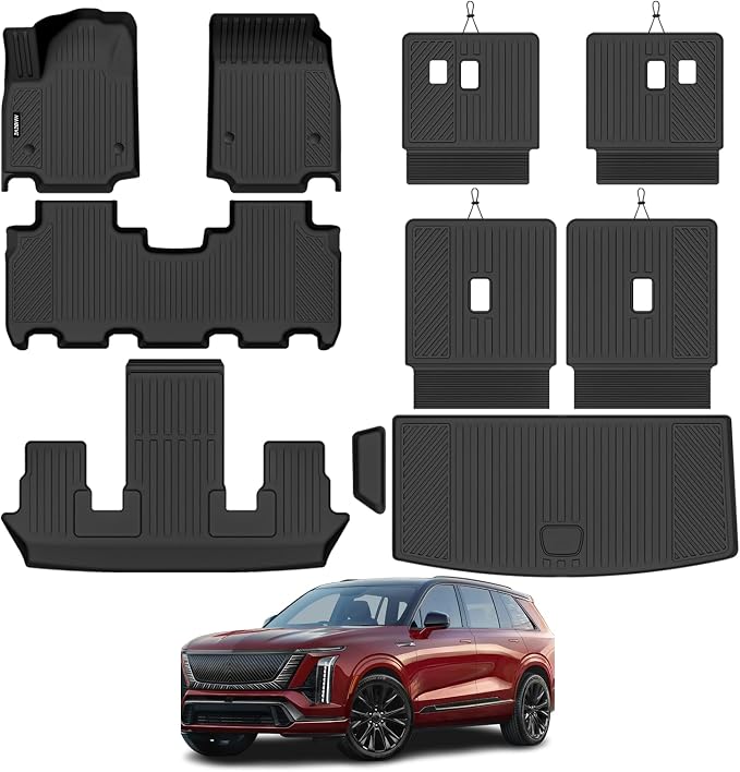 Naibeve Floor Mats for 2026 Cadillac Vistiq 6 Seats 2nd Row Bucket Seats | All Weather Custom Fit Floor Mats, Cargo Mat, 2nd/3rd Row Backrest Mats Interior Protector accessories