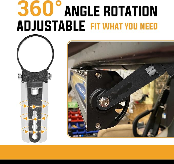 2 Inch Universal Side Roll Cage Bull Bar Tube Clamps LED Light Mount Brackets Compatible with Polaris Ranger RZR Ace General Fit Arctic Cat Fit Yamaha YXZ Fit Kawasaki Teryx ATV UTV