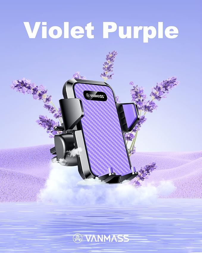 VANMASS【85+LBS Strongest Suction & Military-Grade Ultimate Car Phone Mount【Patent & Safety Certs】 Cell Holder Truck for Dash Windshield Vent for iPhone 17 Pro Max Automobile Accessory Kits,Purple