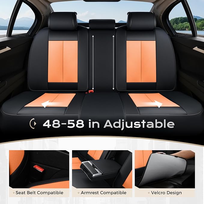 Coverado Car Seat Covers, Seat Covers for Cars, Waterproof Leather Auto Seat Protectors, Leather Car Seat Cushion, Car Interiors Accessories Universal Fit for Most Cars