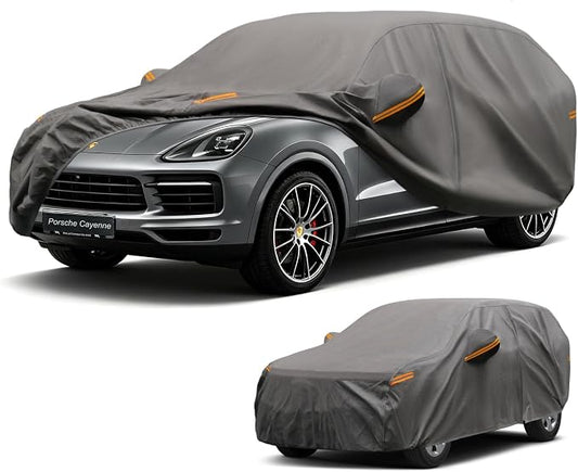 Kayme Heavy Duty SUV Car Cover Custom Fit for Porsche Cayenne 2002-2026, Waterproof All Weather Outdoor Full Protection, UV Sun Rain Resistant with Zipper Door & Windproof Straps.