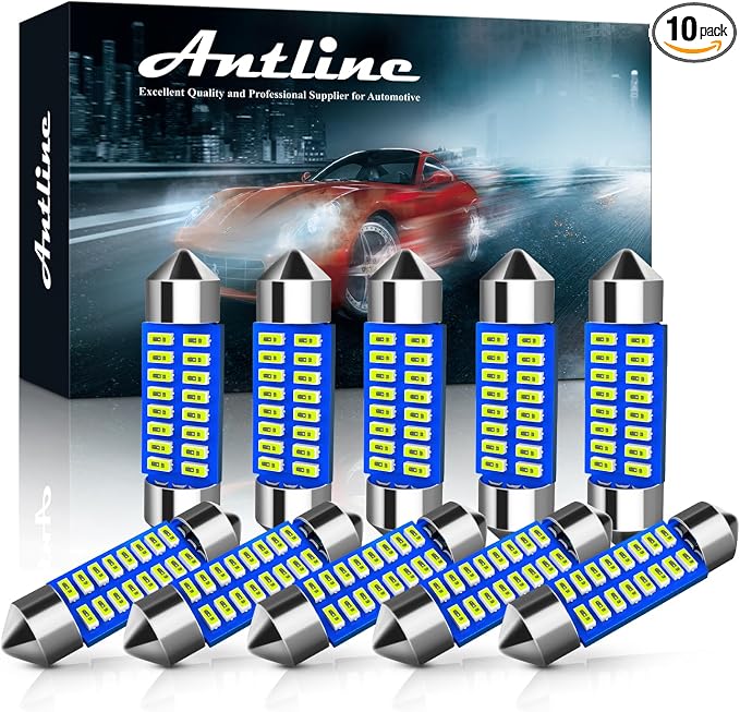 Antline 6418 6411 DE3425 C5W DE3423 36MM 1.42”LED Bulb Ice Blue, Super Bright Canbus Error Free 12 Volt Replacements for Interior Dome Map Vanity Mirror Sun Visor Lights (Pack of 10)