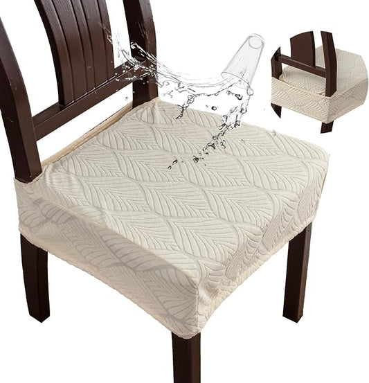 Removable Washable Dining Chair Seat Covers Set of 2,Stretch Jacquard Chair Seat Cushion Protector Slipcovers, Rear Covers