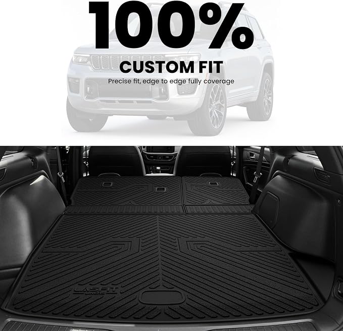 LASFIT Cargo Mat for Jeep Grand Cherokee WL 2022-2025 2026 5-Seat (Include 4xe, NOT for L) All Weather TPE Custom Fit Rear Backrest Mat Trunk Seatback Mat, Black