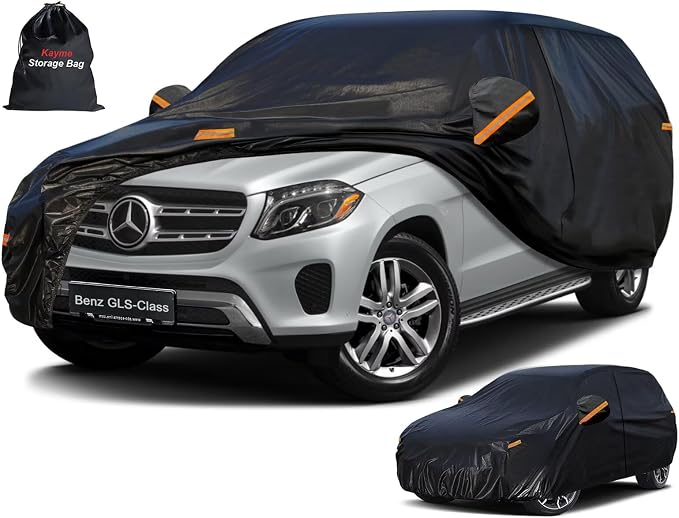 Kayme 7 Layers SUV Car Cover Custom Fit for Mercedes Benz GLS Class GLS450 GLS580 GLS63 (2015-2026), Waterproof All Weather for Automobiles,Rain Sun UV Protection.Black