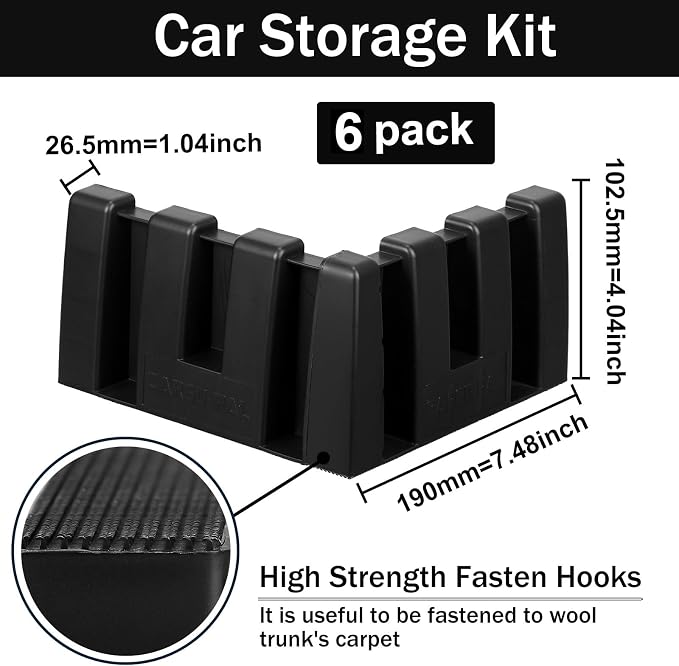 6 Pack Car Trunk Organizer Blocks for Back of SUV Multipurpose Car Storage Organizer Blocks Trunk Divider Available to Wool Carpet for Truck SUV Van Cargo