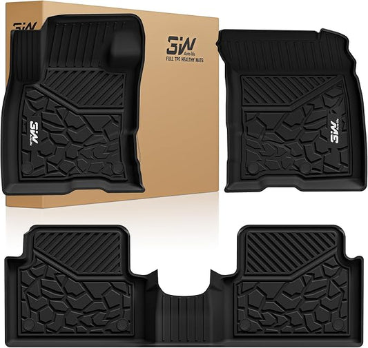 3W Ford Maverick Floor Mats Fit for 2022-2025 2026 (Only Fits Gasoline Models) 1st & 2nd Row All Weather Floor Liners for Ford Maverick,Black