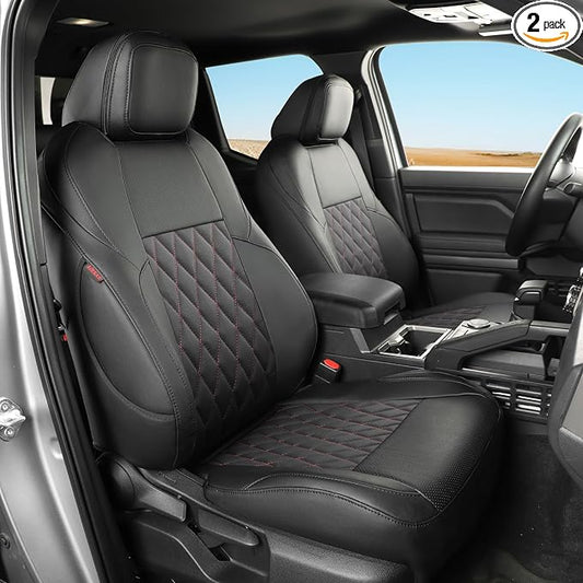 coverdream Front Tacoma Seat Covers for 2024-2026 Toyota Tacoma SR,SR5,TRD Sport,TRD Off-Road,Limited Truck,Fully Covered,Luxury Waterproof Leather Car Seat Protector (Front Row Only,Black & Diamond)