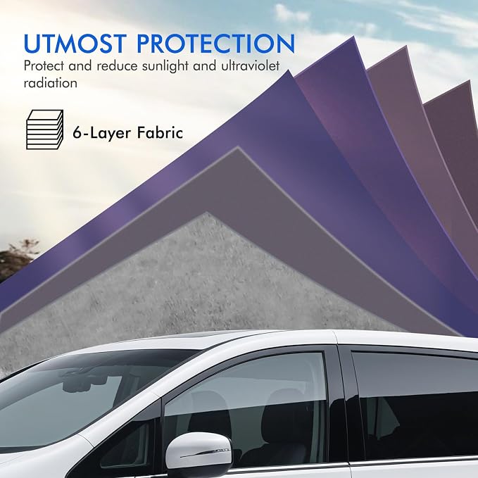 Car Cover Waterproof All Weather, 6 Layers Outdoor Full Exterior Cover Rain Sun UV Snowproof Protection with Zipper Cotton, Mirror Pocket for Honda Odyssey