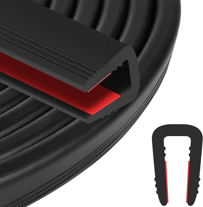 ToLanbbt Rubber Edge Trim U Channel, 3/4" Self Adhesive Sheet Metal Edge Guard Protector, EPDM Seal Strip for Car Doors, Steel Plates, Glass, Hatches, Table Corners, Fit 3/4"(19mm), 10Ft, Black