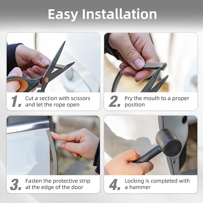 SINGARO 49Ft (15M) Car Door Edge Guard, No Glue Car Door Entry Guard Protective Strip, Rubber Edge Trim Car Door Protector, Applicable to Car, Truck, SUV and ATV, Car Exterior Accessories（Gray）