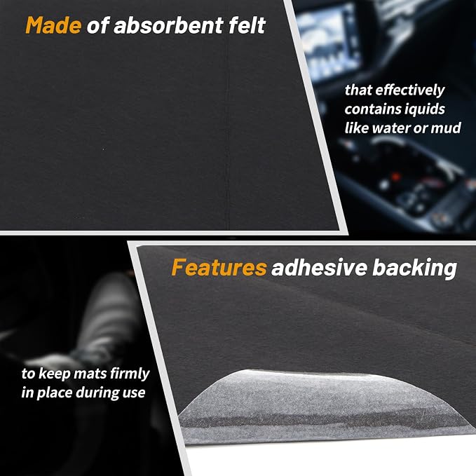 WILLBOND 20 Pcs Self Adhesive Disposable Car Floor Mats, 15.7"x19.6" Felt Auto Floor Protectors for Car Detailing & Wash, Mechanics, Rentals, Work Boots, Sand, Dust and Dirt Protection