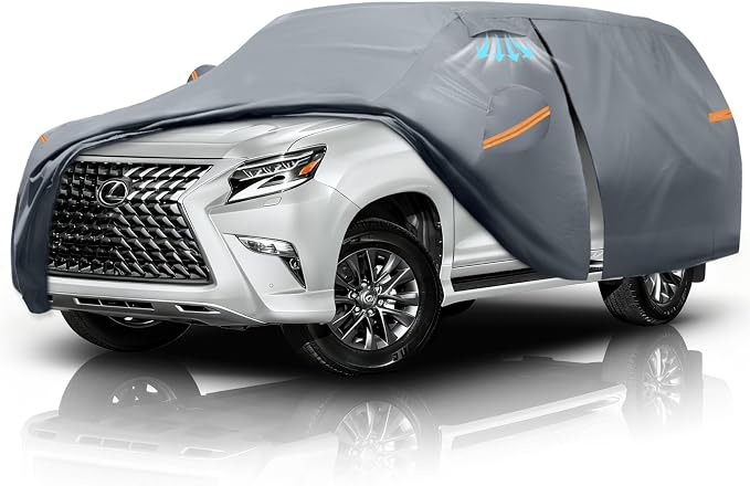 Waterproof Lexus GX GX460/GX470/550(2013-2026) Car Cover with Breathable Vents, [Upgrade] Premium Covers with Cotton Liner and Zipper Door,Sun Rain Snow Dust Uv Protection.(Gift with Towel)
