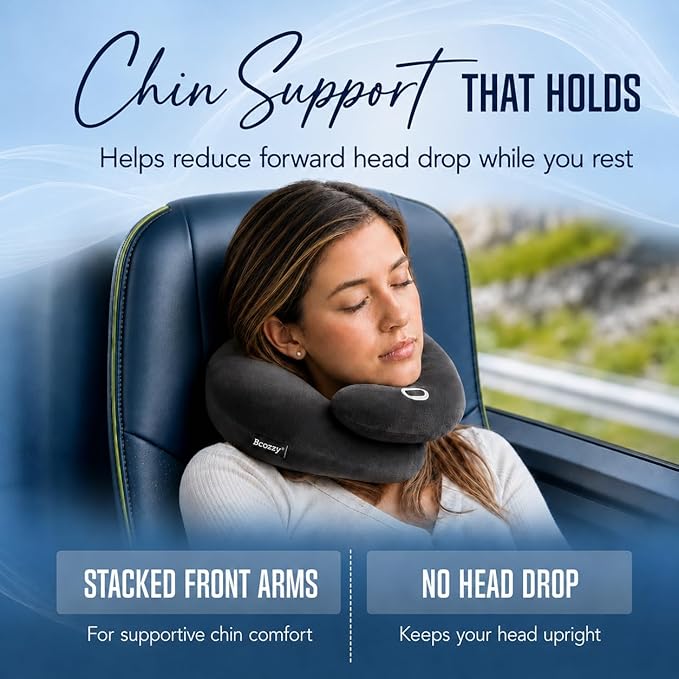 BCOZZY Neck Brace Pillow - Patented Relief for Neck Pain and Supportive Sleep-Soft, Washable, and Adjustable for Comfortable Resting. Gray Large