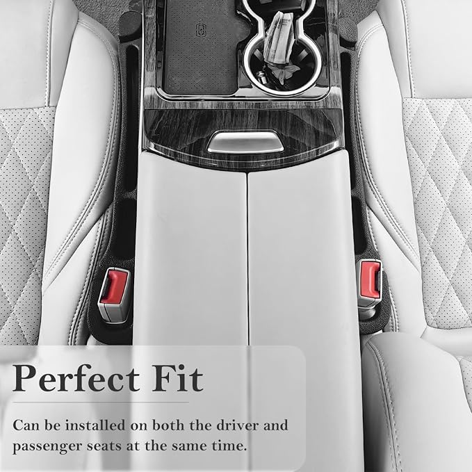 Car Seat Gap Filler with Organizer Hook & Emergency Glass Breaker (2-Pack) | Prevent Small Items & Tools from Falling Ultimate Seat Side Gap Fits Cars, SUVs, Trucks & Sedans