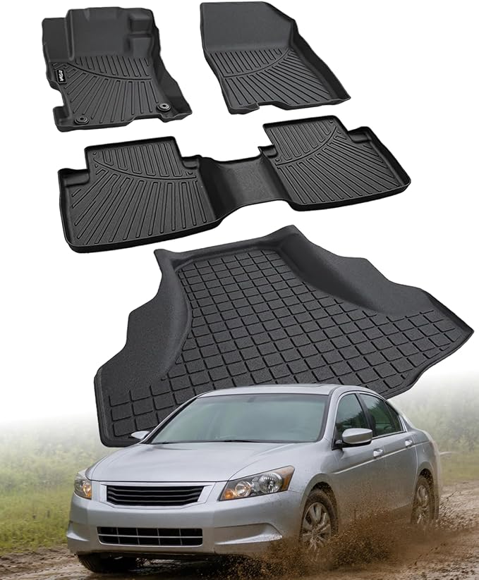 Compatible with Honda Accord 2008-2012(Only Sedan) Floor Mats & Cargo Liner LX/SE/EX,All Weather Protection TPE, Anti-Slip Floor Mats & Trunk Mat Fit for Accord 2008 2009 2010 2011 2012 Accessories