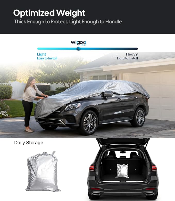 Wigoo Mercedes Benz GLE-Class Car Cover Accessories 2015-2026, Custom Fit Waterproof All Weather Outdoor Full SUV Cover, Windproof Sun UV Rain Snow Dust Protection, Door Zipper, Reflective Strips