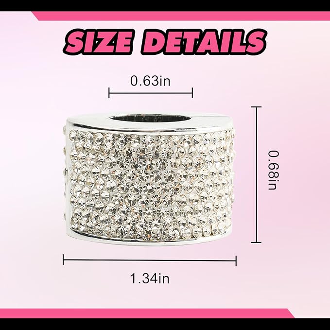 Rislobx 2PCS Magnetic Car Headrest Collars, Rhinestone Car Head Rest Collars Rings Decor, Bling Car Accessories for Women, Interior Decor Car SUV Truck (White)
