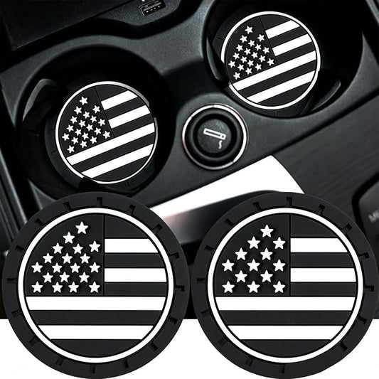 2Pcs 2.75 Inch America Flag Car Cup Holder Coaster Insert Tough Auto America Flag Car Accessories