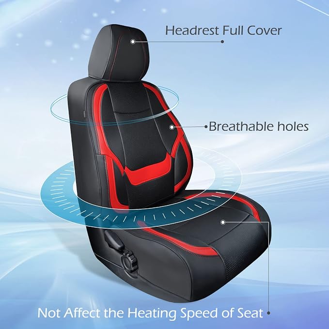 DrCarNow Super Cover for Toyota Tacoma Seat Covers 2016 2017 2018 2019 2020 2021 2022 2023, Crew Cab/Double Cab (Black and Red) Waterproof for Tacoma Leather Accessories(Not Fit the 4th Gen)