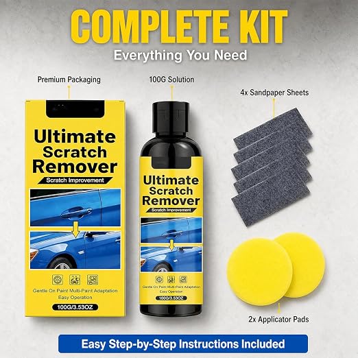 NanoPolix Car Scratch Remover for Vehicles, Car Scratch Repair Paste with Applicator Sponge & Microfiber Cloth, Scratch Remover for Light Scratches, Swirl Marks & Surface Imperfections, 100g