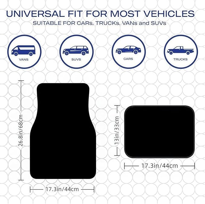Universal Fit Car Floor Mats Set of 4Pcs, Pink Cartoon Cat All-Weather Front Rear Car Carpet Mats, Non-Slip Car Floor Mat Car Accessories for Automotive Trucks SUV Sedans Vans