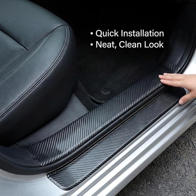 33Ft/10M 1 Roll Carbon Fiber Auto Door Edge Protector Tape, Door Sill Guard Wrap, Anti-Scratch Protective Film, Universal Edge Shield for Car Hood, Trunk, Roof and Interior(Black 2.75inx33Ft)