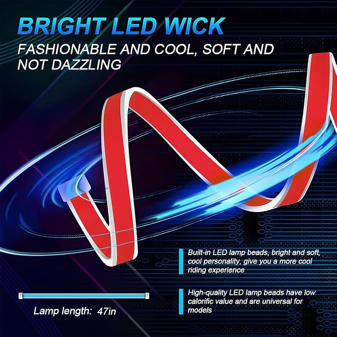 Bittwee 2PCS Car Door LED Strip Lights, 48 Inch 1.2M Multi-Color Waterproof Automotive LED Door Warning Light Strip Flowing Flexible Sequential Safty Lamp, Universal for Vehicle SUV Truck RV