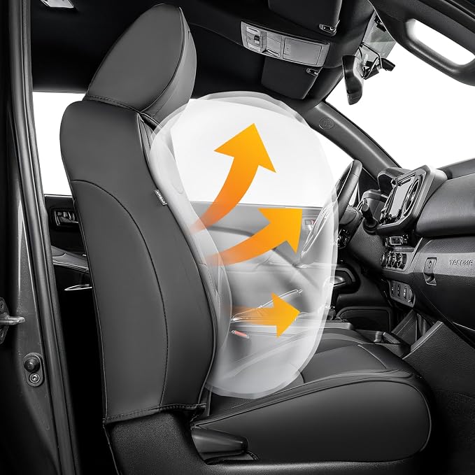 DrCarNow Super Cover for Toyota Tacoma Seat Covers 2016-2019 2020 2021 2022 2023,Fit for Tacoma Crew Cab/Double Cab (Black and Gray) Waterproof Leather Accessories(Not Fit the Fourth Generation)