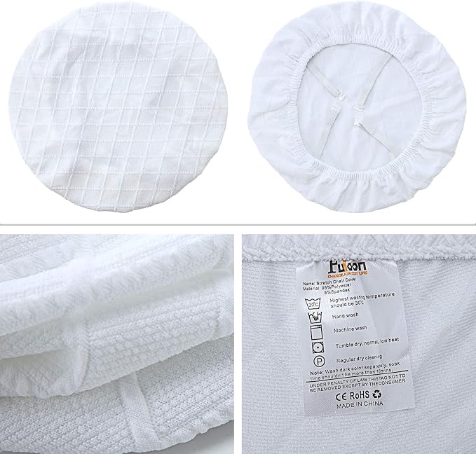 Fuloon Stretch Chair Seat Covers 6 PCS, Removable Washable Dining Chair Covers Anti-Dust Dining Room Seat Cushion Slipcovers (6, White)