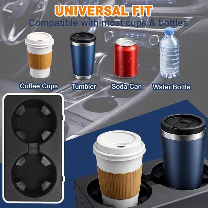 9154712 Cup Holder Compatible with Chevy Silverado Tahoe | Front Console Dual Cup Holder Insert Compatible with 2007-2013 Silverado Avalanche Sierra, 2007-2014 Suburban Tahoe Escalade
