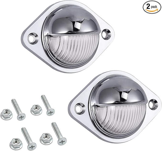 Justech 2PCS 3LED License Plate Light, Waterproof Number Plate Lights, Shock Resistant 12V 24V Tag Light Lamps Assembly for Trucks SUV Trailers, Van, RV and Boats License Tags - Silver