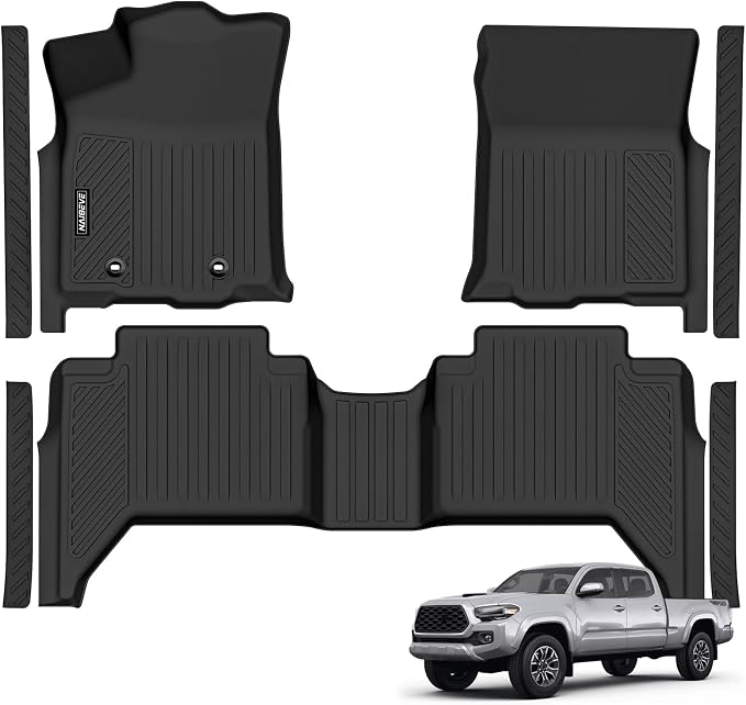 Naibeve Floor Mats for 2018-2023 Toyota Tacoma Double Cab | All Weather Custom Fit Floor Mats, Door Sill Guards Interior Protector accessories