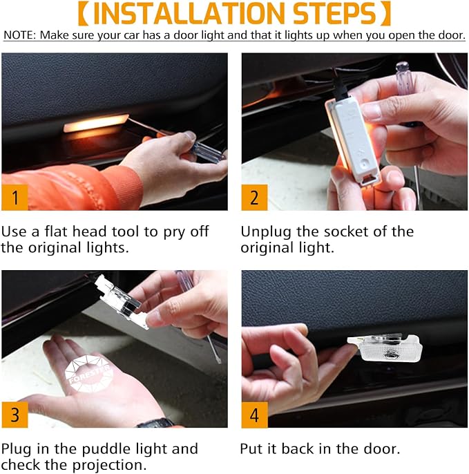 2Pcs Car Door Light Logo Projector for Forester 2013-2024 LED Puddle Light | for 5th Gen 2018-2024 Ghost Shadow Non Fade Courtesy Projector Laser Lamp Car Entry Lighting HD Accessories(Forester Diamond)