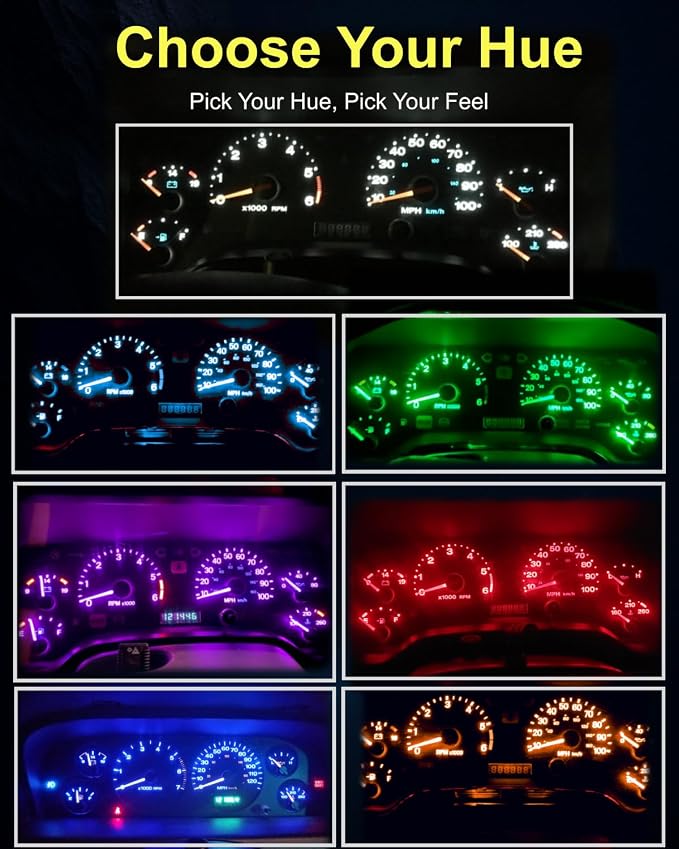 16 Pieces Interior Dash Instrument Gauge Lights with Sockets + HVAC Climate Control LED Bulb Kit, Plug and Play White, Fits Jeep Wrangler TJ 1997–2006