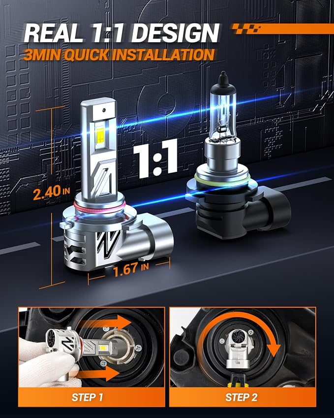 SEALIGHT 9005 9006 LED Bulbs Combo, 12X Brighter 140,000LM Output, 6500K White Canbus Ready, 9005/HB3 9006/HB4 LED Bulbs, IP68 and 80000Hrs Lifespan, 3Mins Installation, 4 Pack