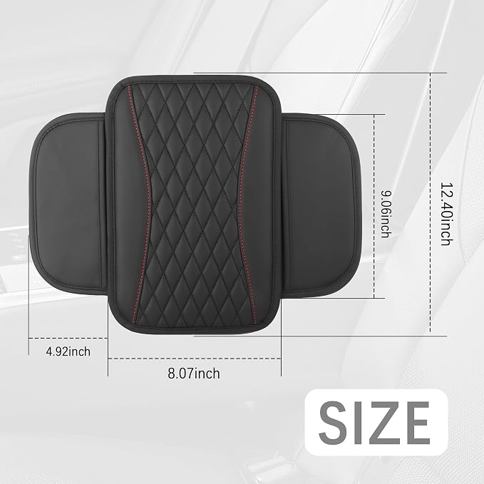 IHOTDER Patchwork Leather Center Console Covers for Cars,Upgraded Arm Rest Cover for Car with Side Storage Pocket for Car Seat Organizer,Middle Console Cover Stylish Car Decoration (Black)