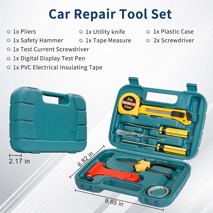 XOOL Car Emergency Kit with Jumper Cables, Car Roadside Emergency Kit, First Aid Kit, Tow Strap & Tool Set – Roadside Safety Kit for Cars, Trucks & SUVs