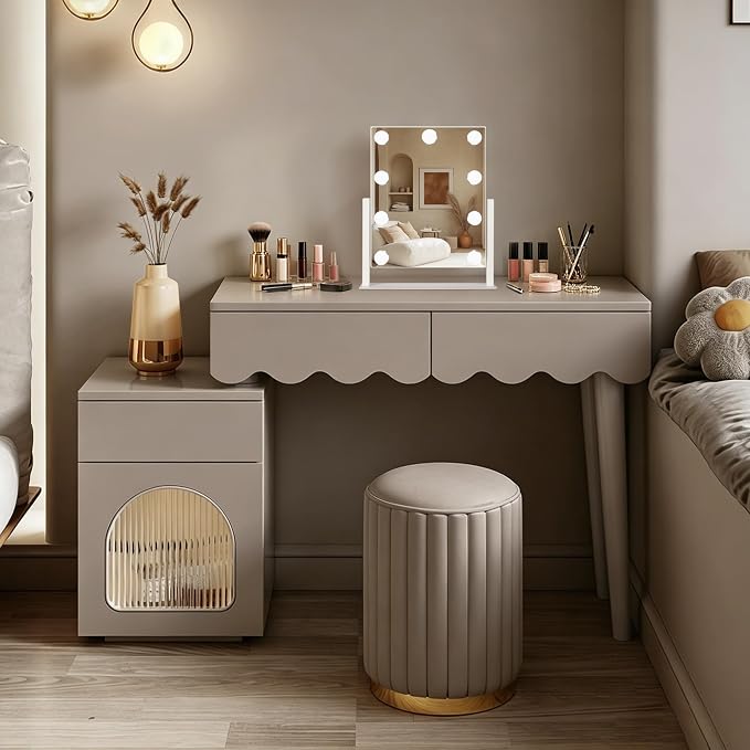 Ratsamee Rechargeable Hollywood Vanity Mirror with Lights, 14"×12" LED Makeup Mirror, Smart Touch Control, Makeup Mirror for Bedroom, Vanity Desk, Beauty Routine