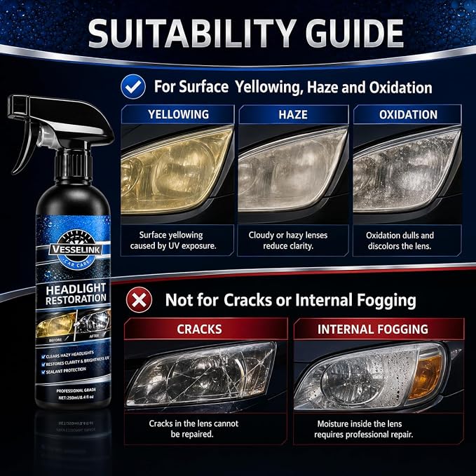 Headlight Restoration Kit,Headlight Cleaner and Restorer Kit for Oxidized & Yellowed Lens Repair with Protective Coating,Head Light Restoring Kit,Headlight Cleaner and Restorer Kit