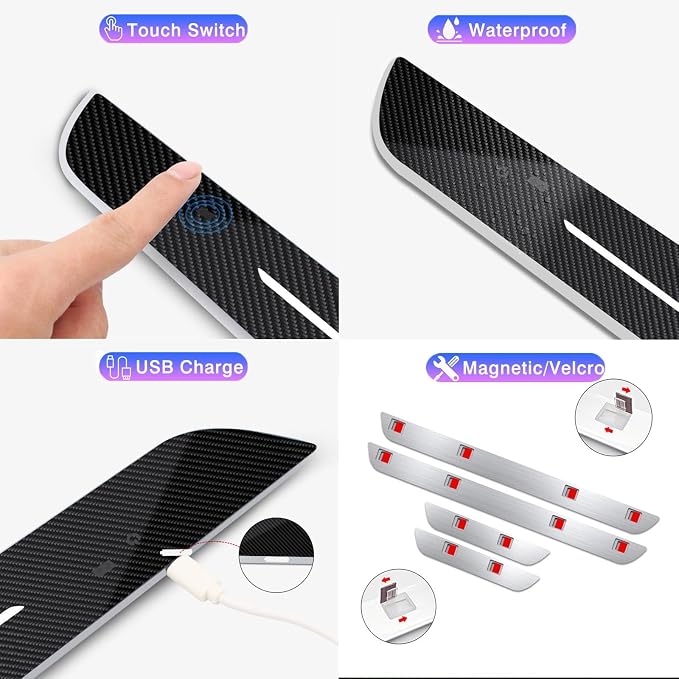 Custom Logo or Text LED Door Sills for Car Magnetic, Auto-Sensing Welcome Lights for Cars, Waterproof Car Pedal Lights, Personalized LED Car Door Sills, Applicable 99% of Models