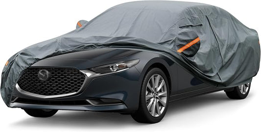 GUNHYI Premium Car Cover Custom Fit Mazda 3 Sedan (2003-2026), 16 Layers Heavy Duty Car Cover Waterproof All Weather with Zipper Door for Sun Rain Snow Dust Uv Protection