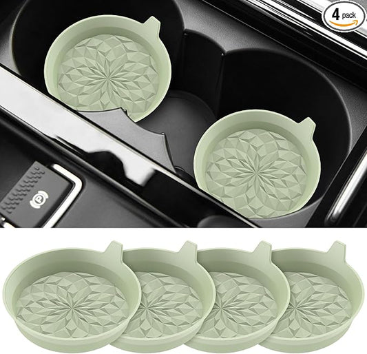 ME.FAN Car Cup Coasters [4 Pack] Silicone Cars Coasters - Universal Non-Slip Recessed Interior Accessories - Cup Holder Inserts Desert Sage