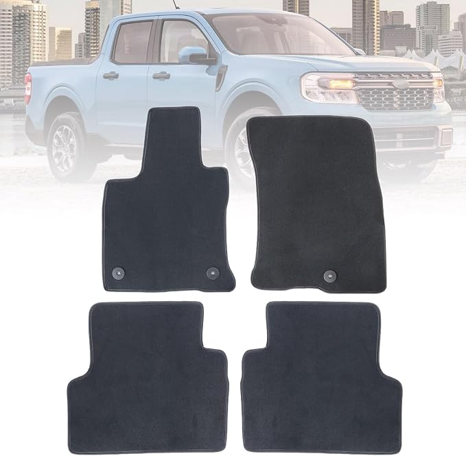 GXARTS Car Waterproof Floor Mats Carpet Full Set Compatible with Ford Maverick Bronco Sport 2021 2022 2023 2024 2025 | All-Weather Protect, Black Velour Automobile Floor Liner Accessories