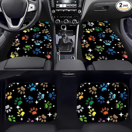 Universal Fit Car Floor Mats Set of 4Pcs, Star and Dog Paw Print All-Weather Front Rear Car Carpet Mats, Non-Slip Car Floor Mat Car Accessories for Automotive Trucks SUV Sedans Vans
