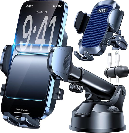 【Upgraded Strongest Suction & Pro Military-Grade】Ultimate Car Phone Mount【360°Rotatable Suction】Cell Phone Holders Truck Stand for Dashboard Windshield Vent for iPhone 17 Pro Max 16 Samsung,Navy Blue